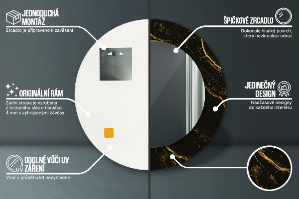 Ogledalo z okrasnim okvirjem Črni marmor