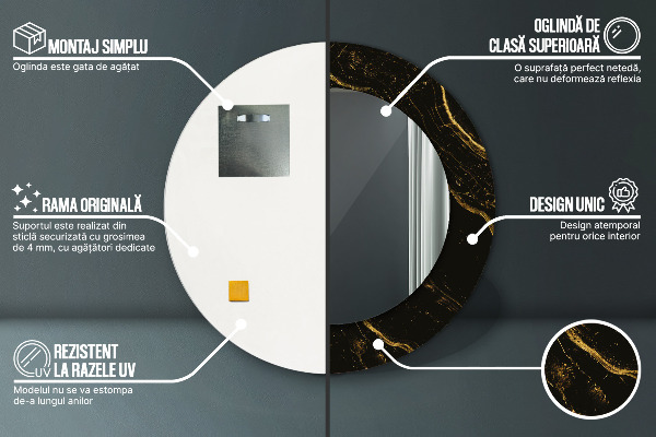 Ogledalo z okrasnim okvirjem Črni marmor