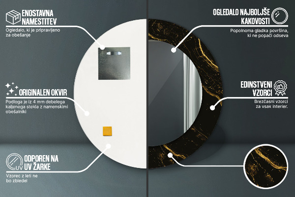 Ogledalo z okrasnim okvirjem Črni marmor