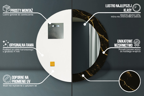 Ogledalo z okrasnim okvirjem Črni marmor