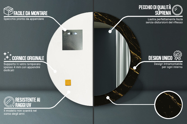 Ogledalo z okrasnim okvirjem Črni marmor