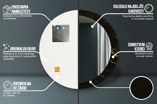 Ogledalo z okrasnim okvirjem Črni marmor