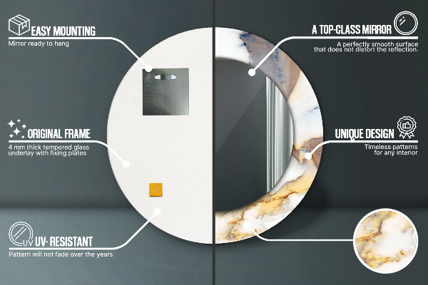 Tiskano ogledalo Beli marmor