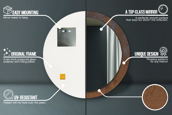 Tiskano ogledalo Kovinsko rustikalno