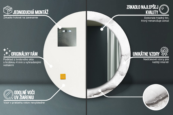 Tiskano ogledalo Beli marmor