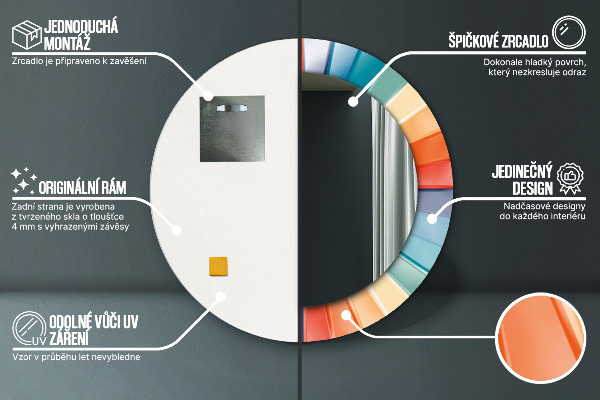 Ogledalo s potiskanim okvirjem Radialni koncentrični pasovi