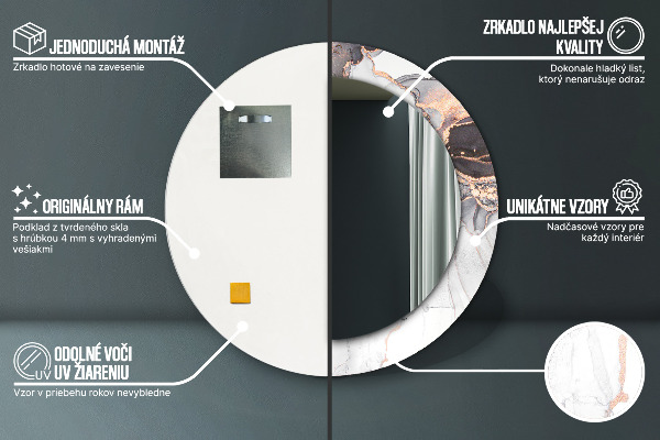 Ogledalo s potiskanim okvirjem Abstraktna tekočina