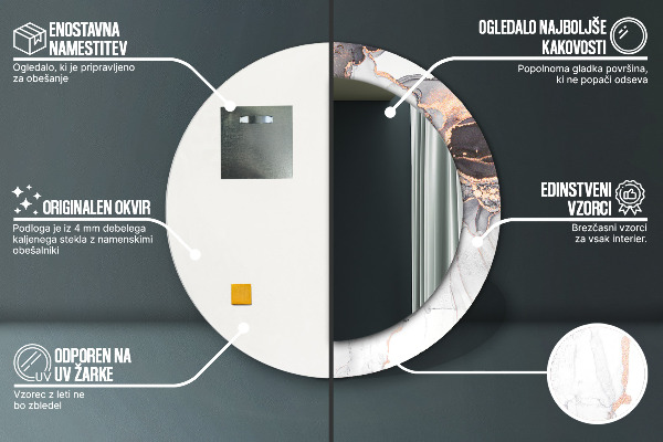 Ogledalo s potiskanim okvirjem Abstraktna tekočina