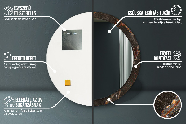 Ogledalo s potiskanim okvirjem Rjavi marmor