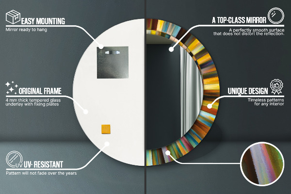 Ogledalo z okrasnim okvirjem Abstraktni radialni vzorec