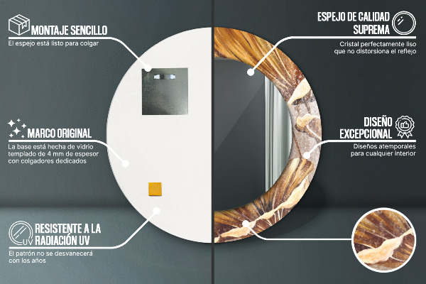 Ogledalo s potiskanim okvirjem Zlati listi