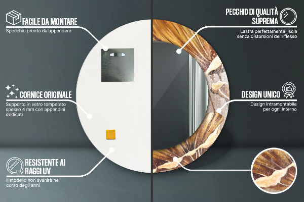 Ogledalo s potiskanim okvirjem Zlati listi