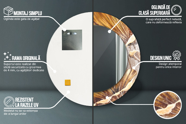 Ogledalo s potiskanim okvirjem Zlati listi