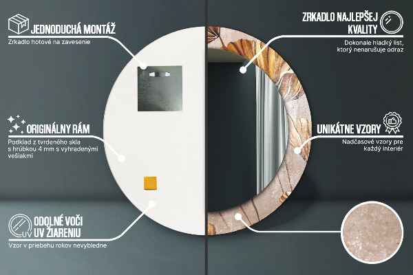 Ogledalo s potiskanim okvirjem Zlati listi