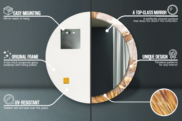 Ogledalo s potiskanim okvirjem Zlati listi