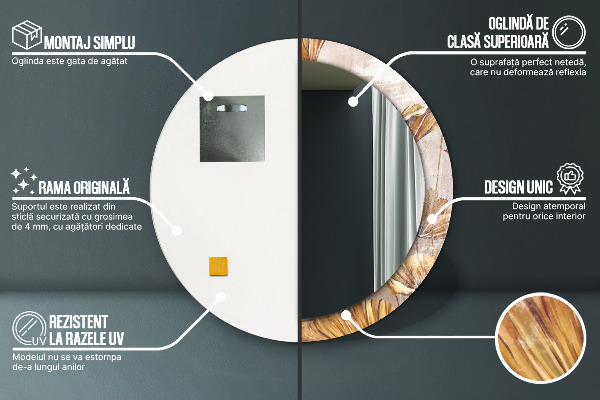 Ogledalo s potiskanim okvirjem Zlati listi