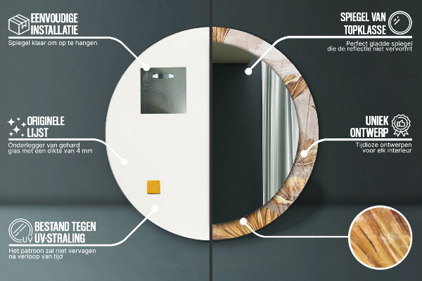 Ogledalo s potiskanim okvirjem Zlati listi