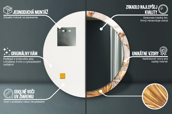 Ogledalo s potiskanim okvirjem Zlati listi