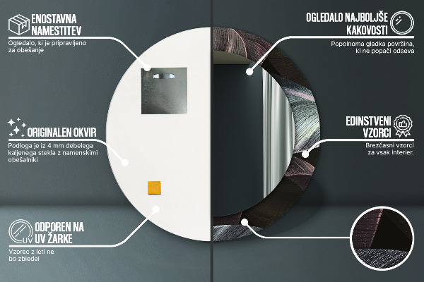 Ogledalo z okrasnim okvirjem Temni tropski listi