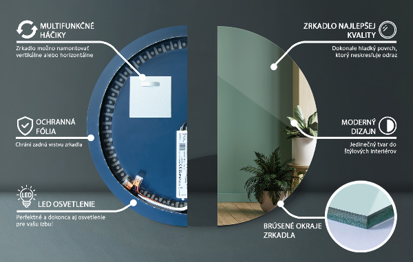 Okroglo ogledalo z led osvetlitvijo 40 cm