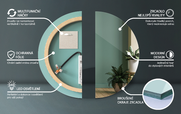 Okroglo ogledalo za kopalnico z led osvetlitvijo 40 cm