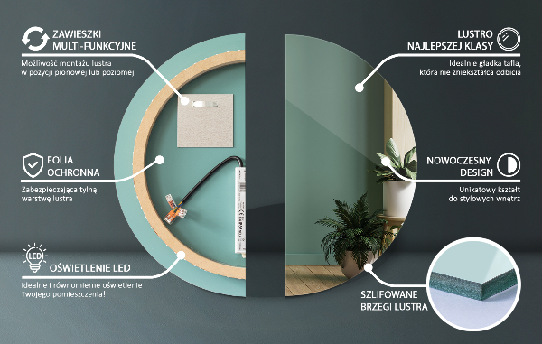 Okroglo led ogledalo za kopalnico 90 cm