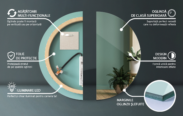 Okroglo led ogledalo za kopalnico 90 cm