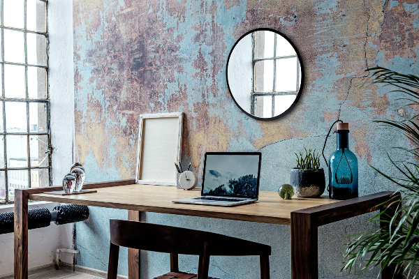 Okroglo ogledalo dnevno sobo s crnim okvirom 100 cm