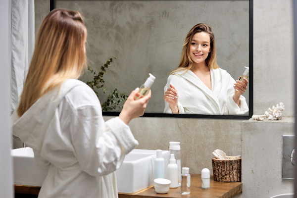 Pravokotno ogledalo za spalnico s crnim okvirom 70x50 cm