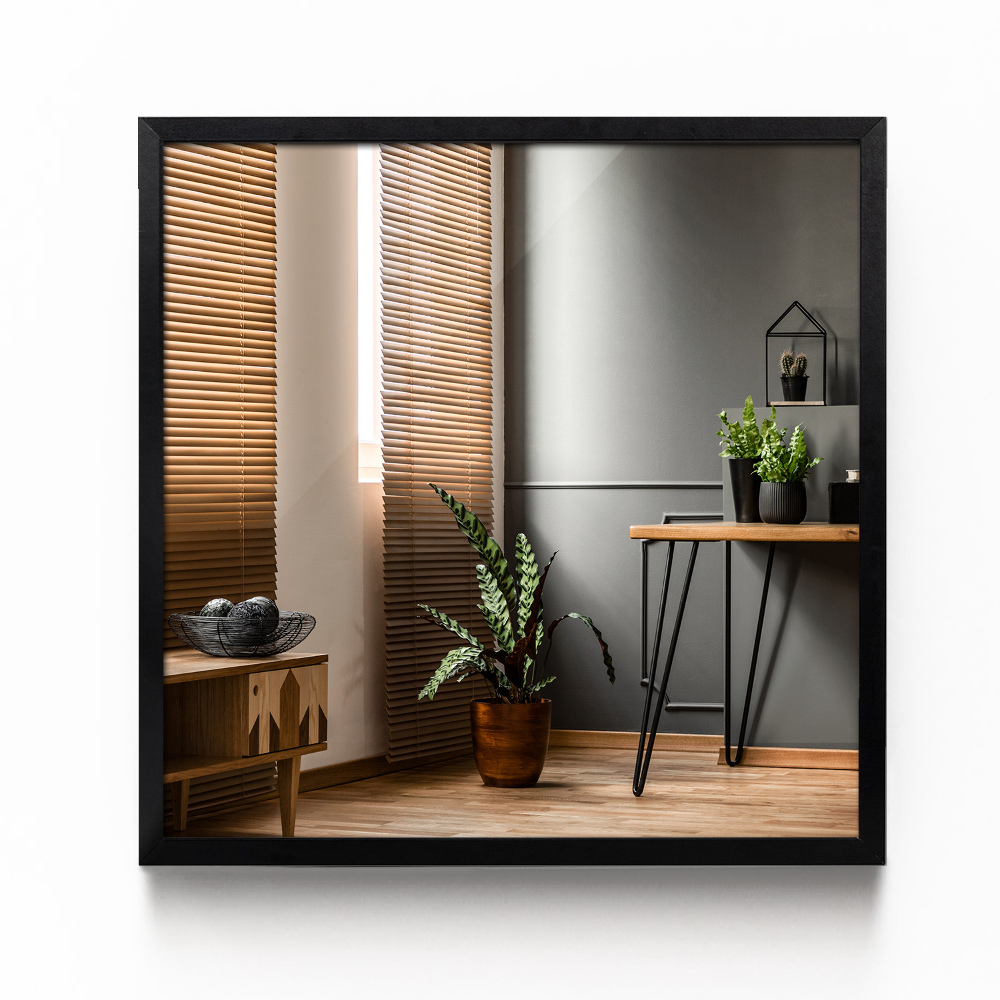 Pravokotno ogledalo dnevno sobo črn okvir 50x50 cm