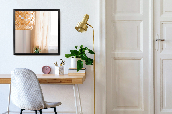 Stensko pravokotno ogledalo za dnevno sobo črni okvir 80x60 cm