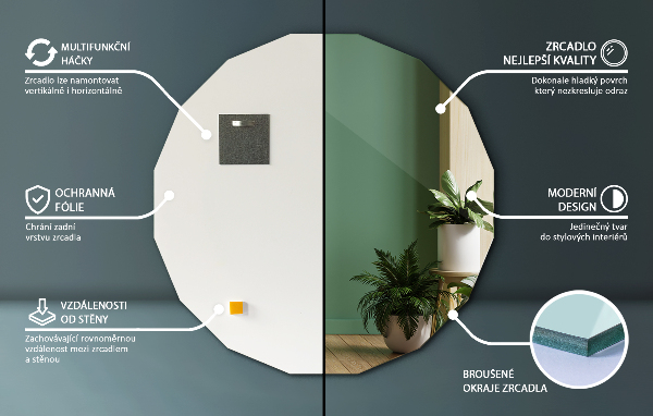 Geometrijsko ogledalo izvirne oblike 50x50 cm