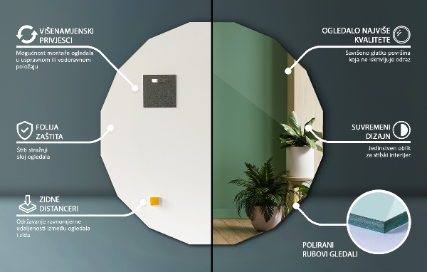 Geometrijsko ogledalo izvirne oblike 50x50 cm