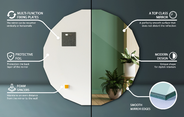 Geometrijsko ogledalo estetsko 80x80 cm