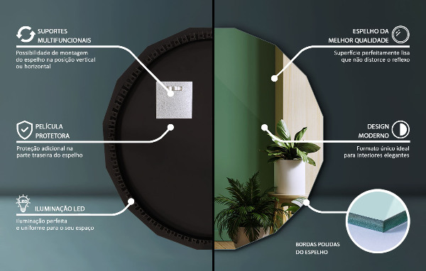 LED poligonalno ogledalo 80x80 cm