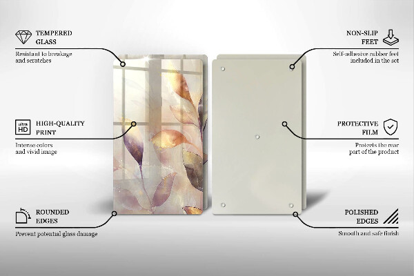 Zaščitna plošča za štedilnik Poslikani boho listi