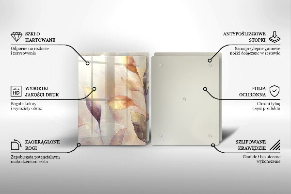 Zaščitna plošča za štedilnik Poslikani boho listi