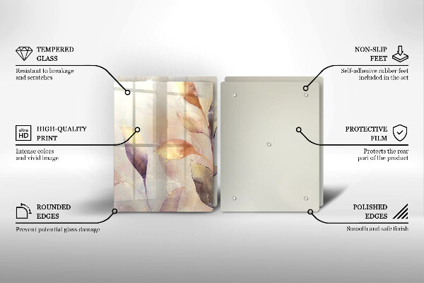 Zaščitna plošča za štedilnik Poslikani boho listi