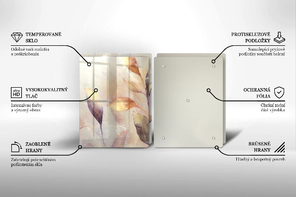 Zaščitna plošča za štedilnik Poslikani boho listi