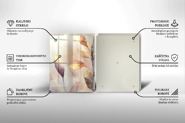 Zaščitna plošča za štedilnik Poslikani boho listi