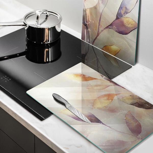 Zaščitna plošča za štedilnik Poslikani boho listi