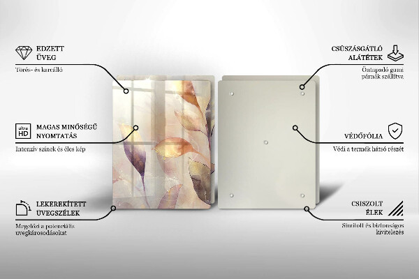 Zaščitna plošča za štedilnik Poslikani boho listi