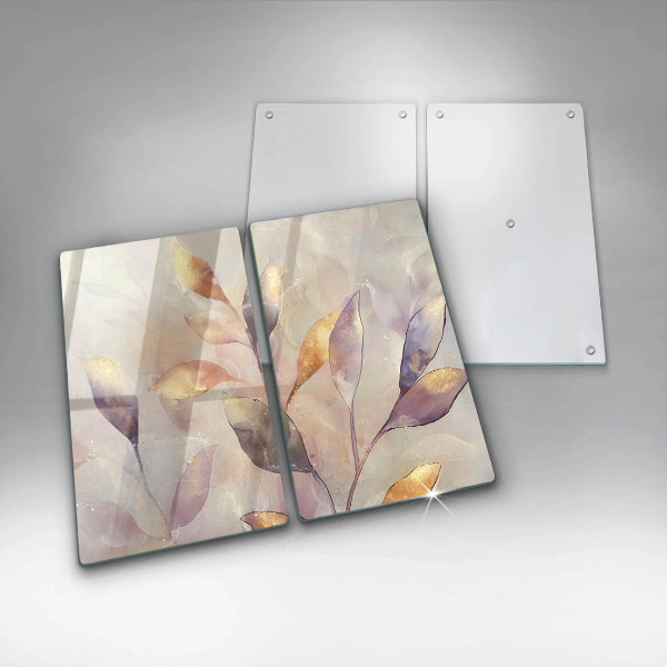 Zaščitna plošča za štedilnik Poslikani boho listi