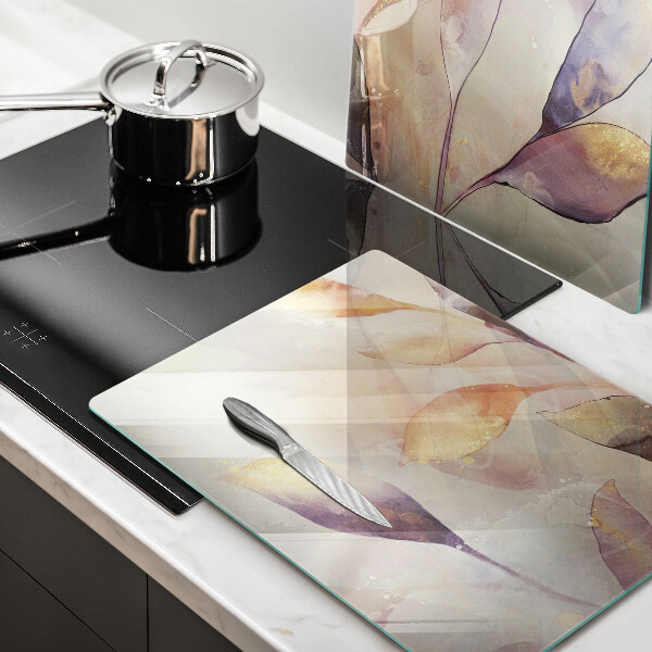 Zaščitna plošča za štedilnik Poslikani boho listi