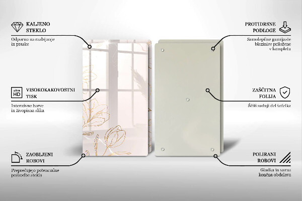 Zaščitna plošča za štedilnik Obrisi cvetja