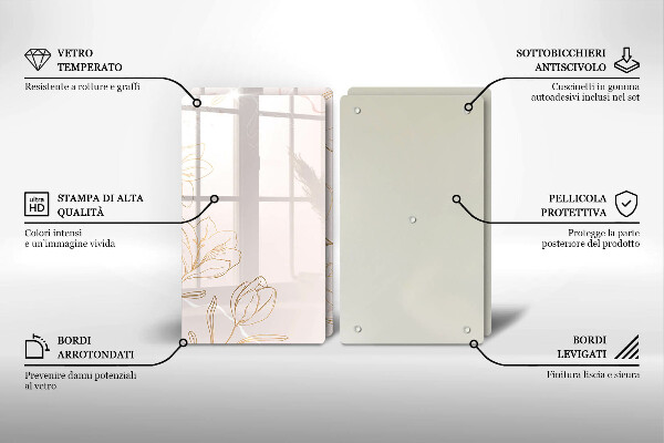 Zaščitna plošča za štedilnik Obrisi cvetja