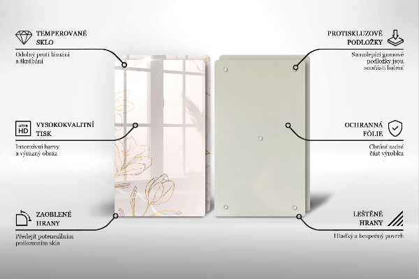 Zaščitna plošča za štedilnik Obrisi cvetja