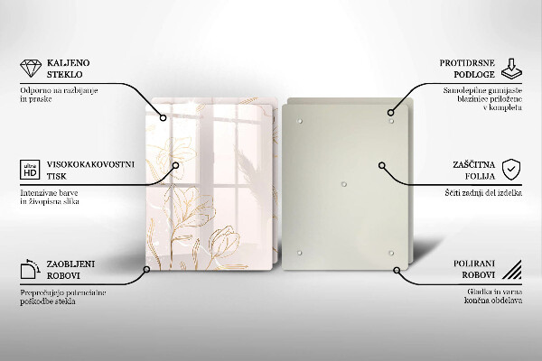 Zaščitna plošča za štedilnik Obrisi cvetja