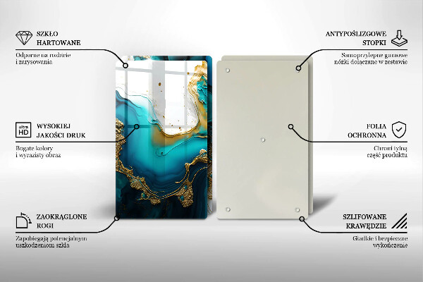 Zaščitna plošča za štedilnik Turkizna abstrakcija