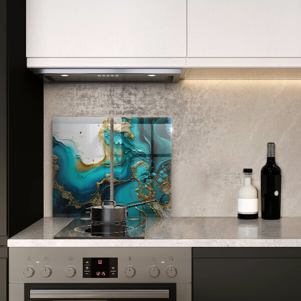 Zaščitna plošča za štedilnik Turkizna abstrakcija